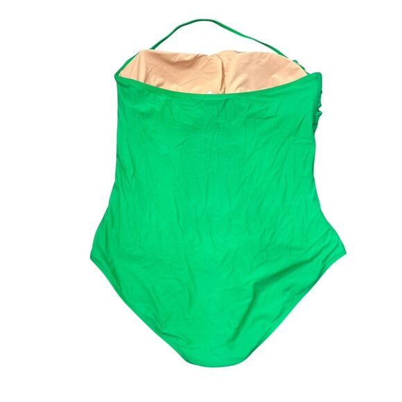 J. Crew Swimsuit Womens 2X Plus Kelly Green Strapless Ruched One Piece Bathing - Picture 4 of 16